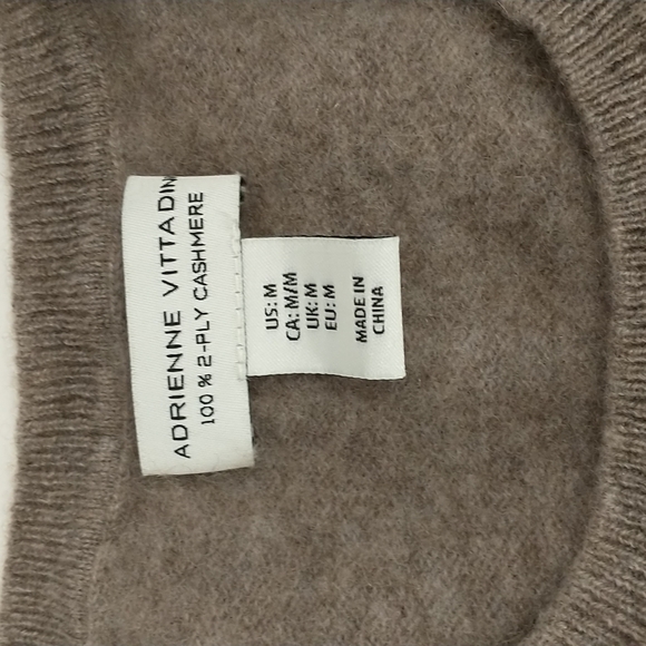 2 Ply Cashmere Crew Neck Heather Soft Light Brown Sweater Adrienne Vittadini - Picture 3 of 5